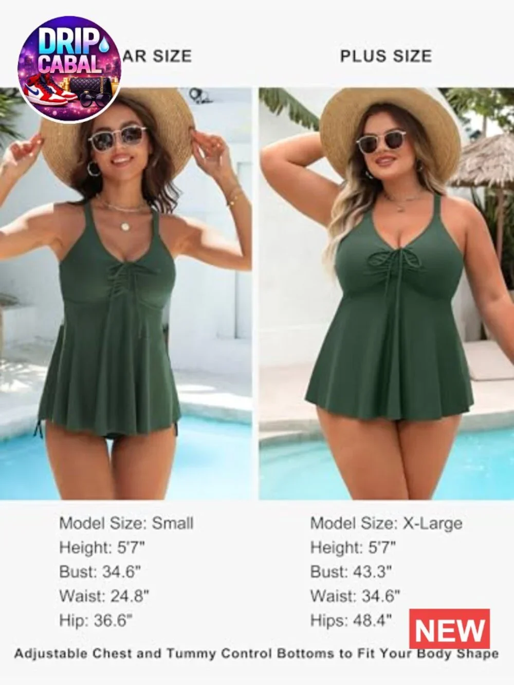 Tankini Swimsuit Tummy Control Two Piece with Bottoms